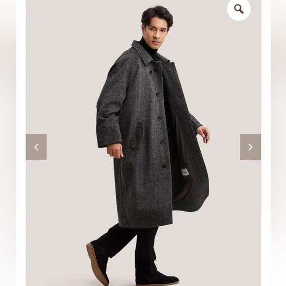Gentle Herd wool overcoat charcoal black - Picture 1 of 16